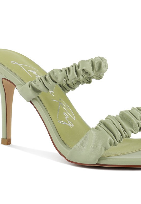 Qualie Ruched Strap Stiletto Sandals