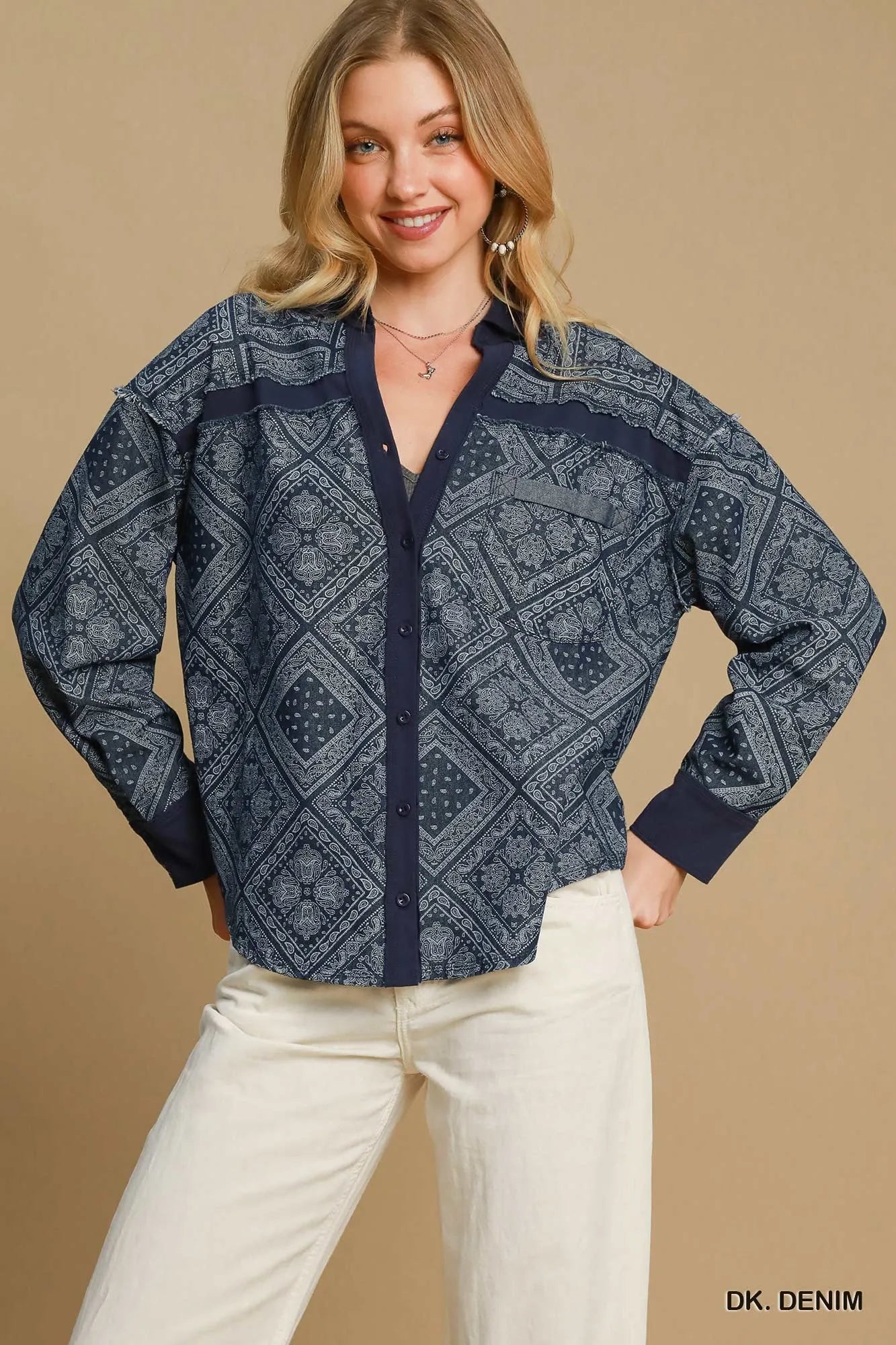 Paisley Print Denim Shirt Jacket