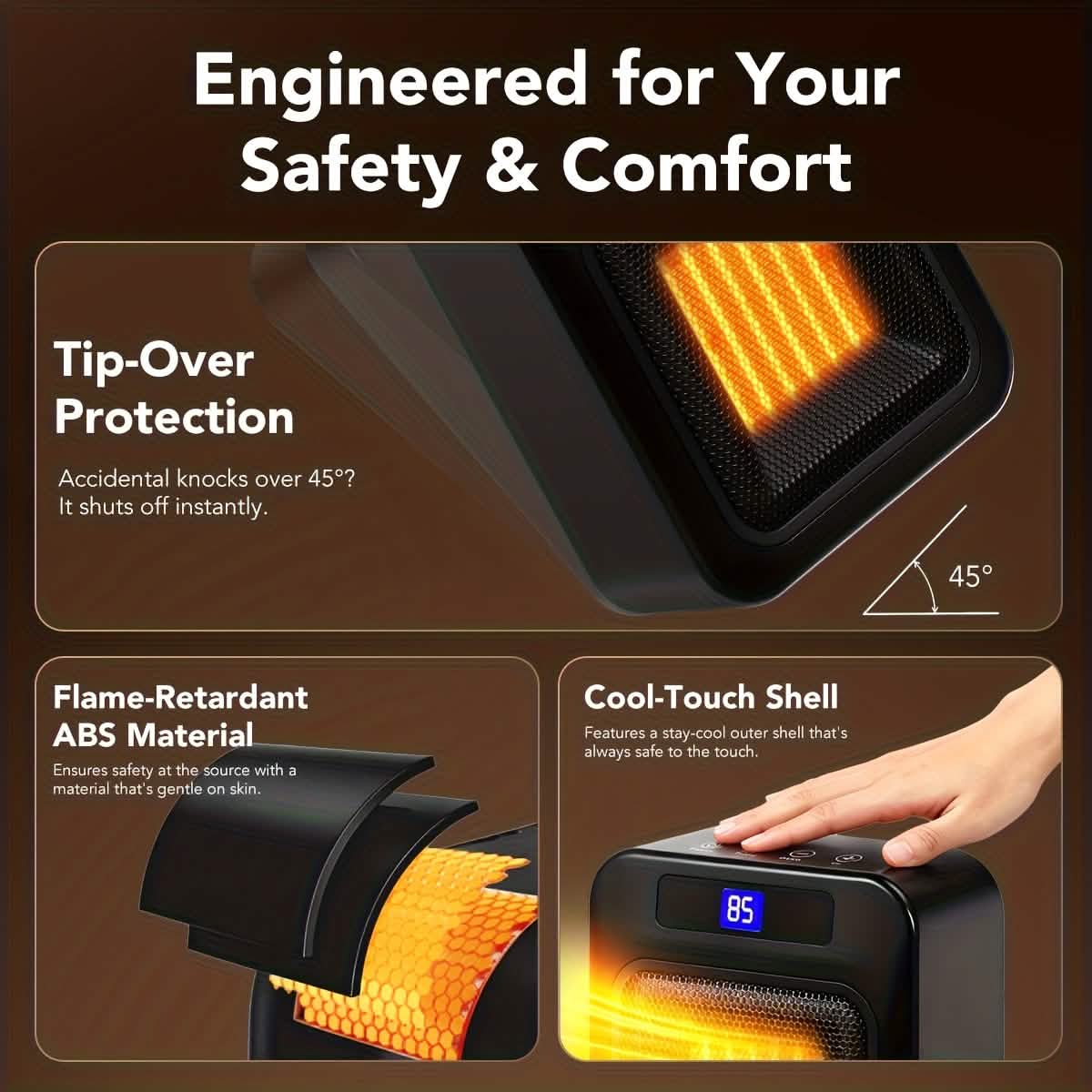 Space Heater for Indoor Use – 1500W Ceramic with Remote &amp; Timer