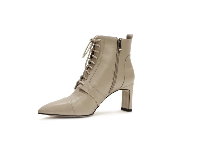 Lace-up Handsome High-heeled Martin Short Boots