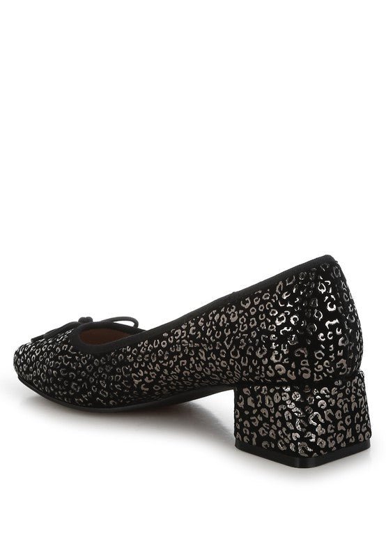 Ningen Leopard Print Block Heel Ballerinas - Loving It Shop