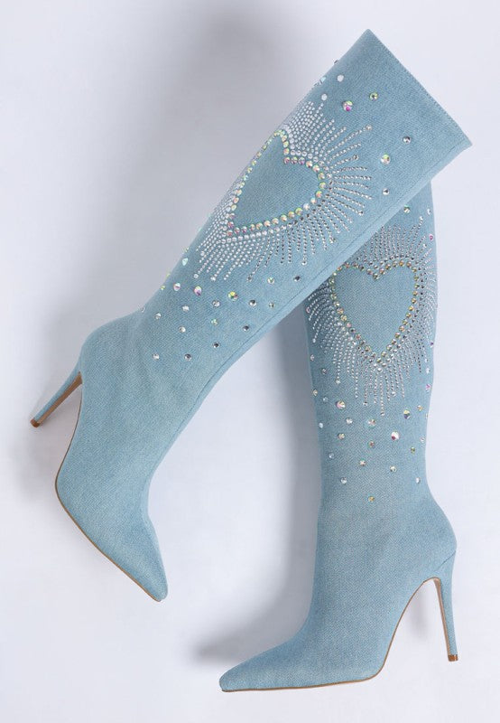 Coastra Rhinestone Embellished Stiletto Boots