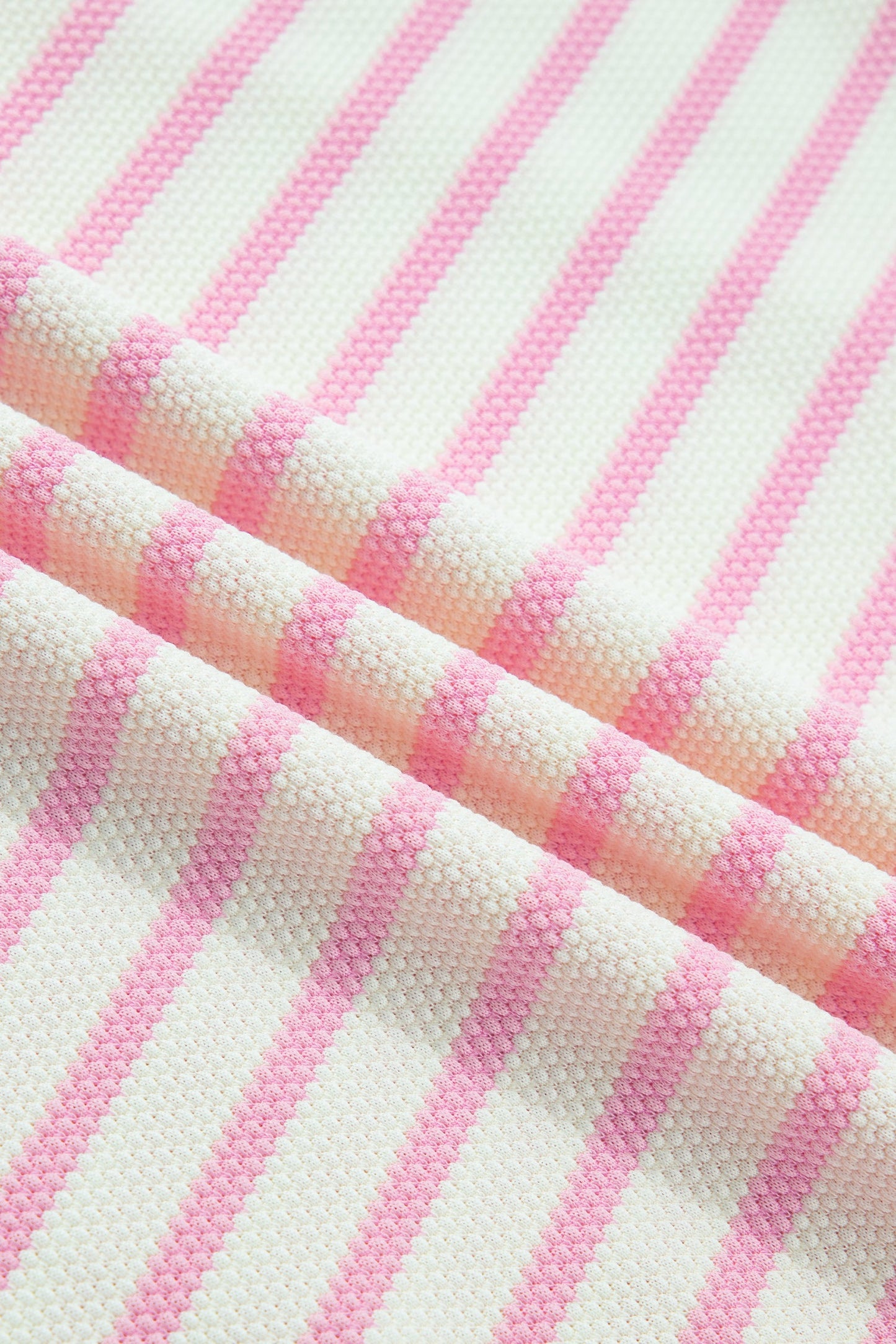 Pink Stripe Ruffled Short Sleeve Patchwork Blouse