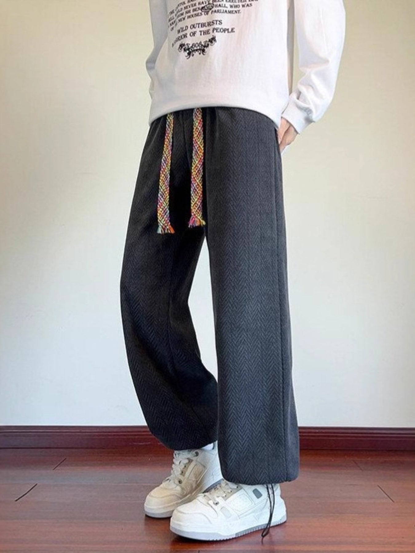 Men's Plus Size Textures Wide Leg Pants