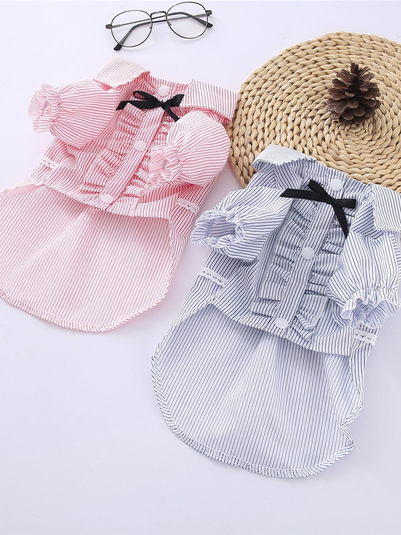 Striped Ruffle Pet Top with Bow - Loving It Shop