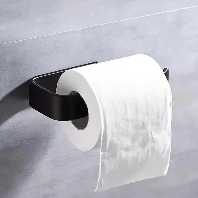 2-Pack: No-Drill Self-Adhesive Toilet Paper Holder – Black &amp; White