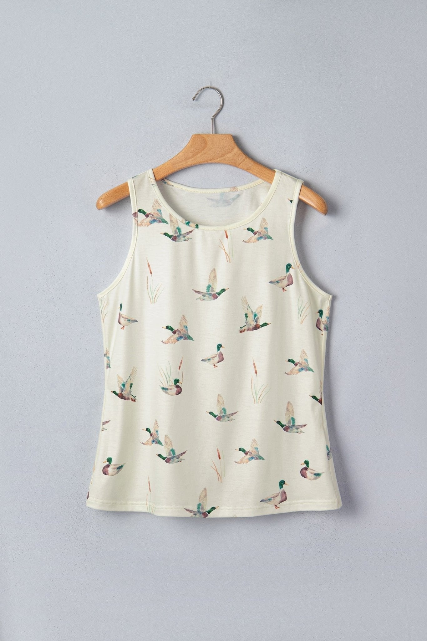 Beige Mallard Print Western Style Tank Top - Loving It Shop
