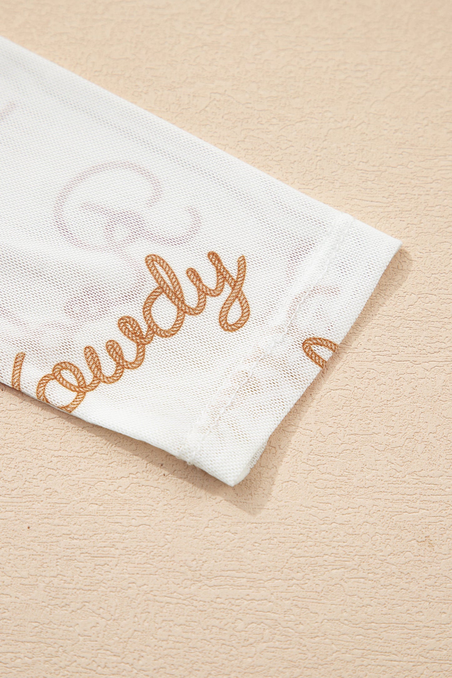 White Howdy Hey Yall Mesh High Neck Long Sleeve Top