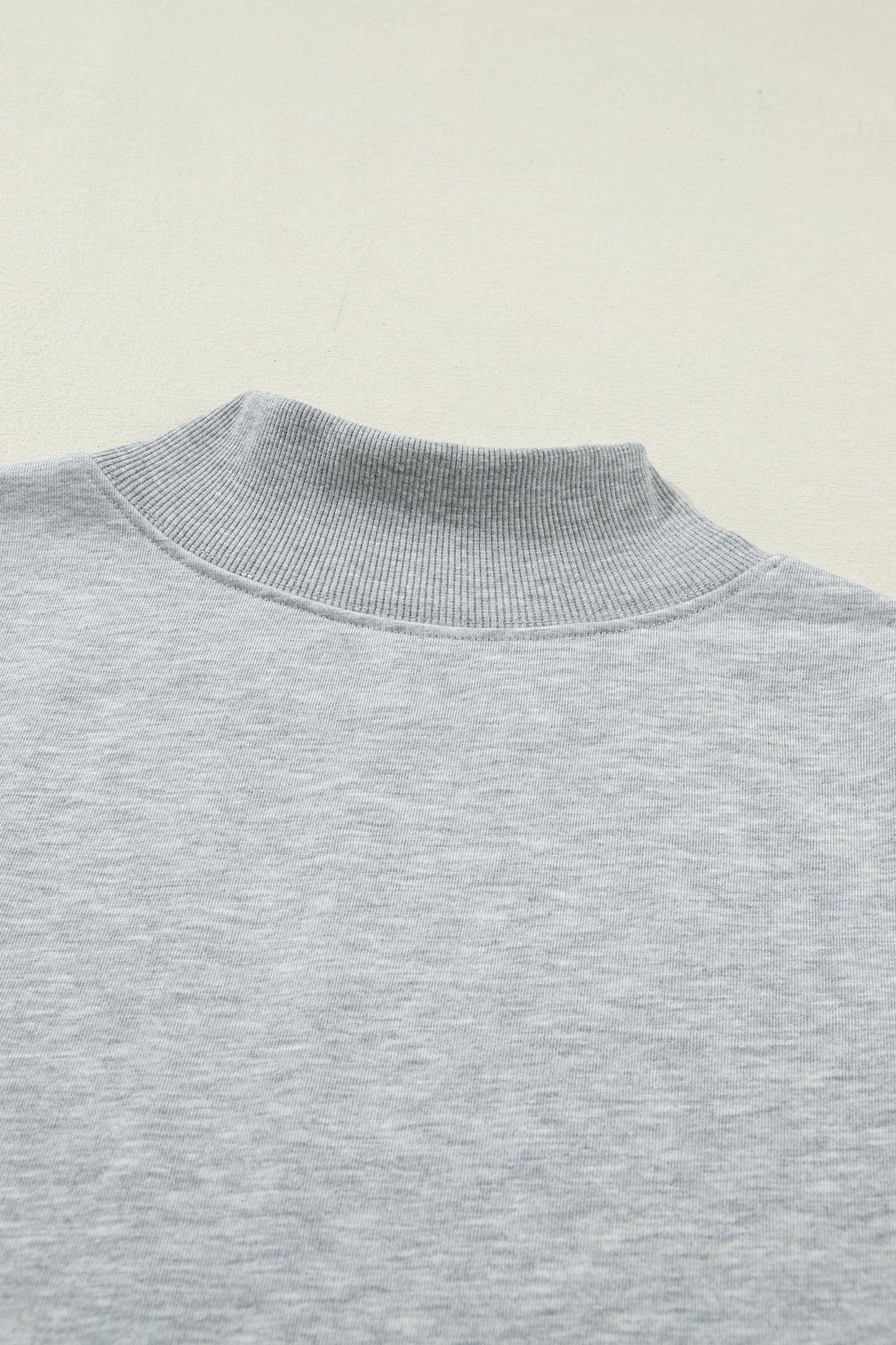 Light Grey Solid Color High Neck Cap Sleeve Loose Top