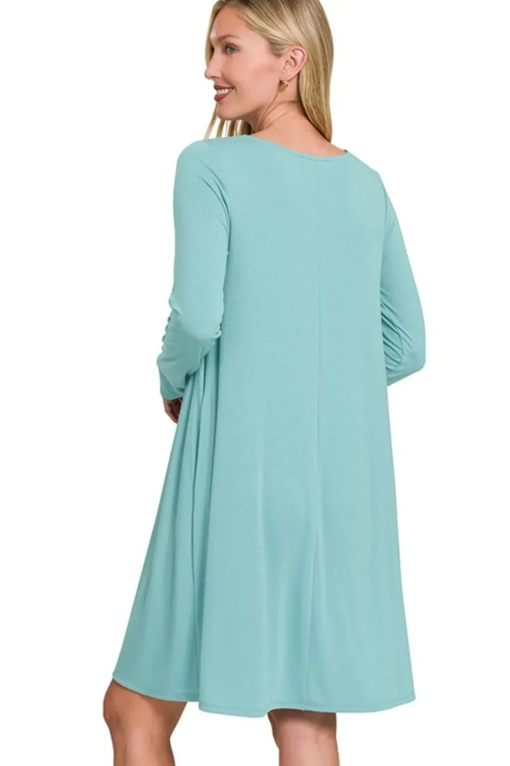 Long Sleeve Flare Dress With Pockets