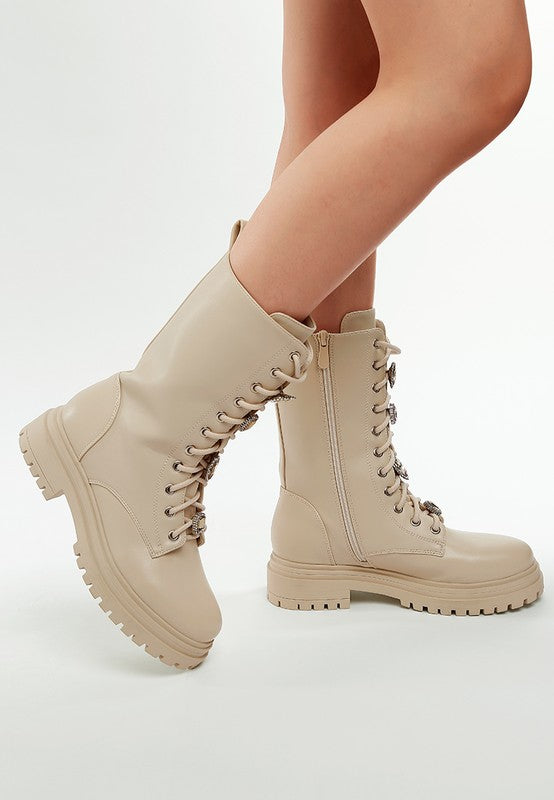Nimba Rhinestone jewelled Chunky Boots