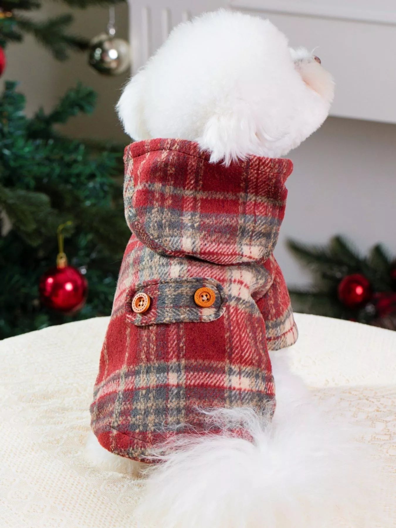 Plaid Button - Down Pet Coat with Hood - Loving It Shop