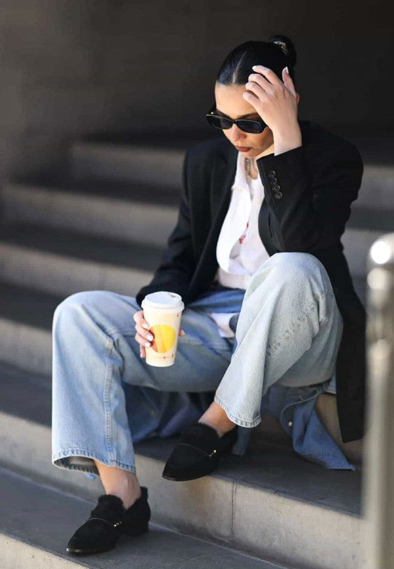 Allie Fur Trim Genuine Suede Loafers