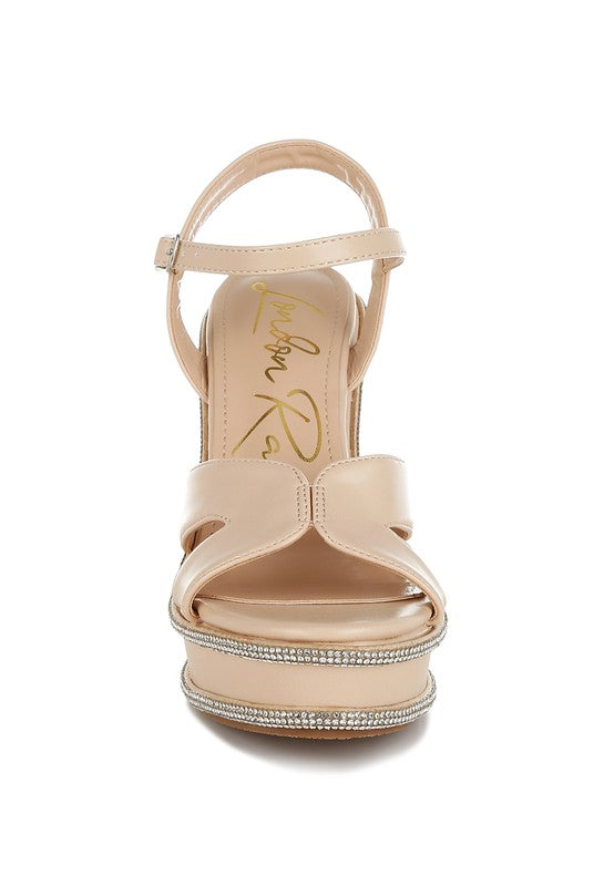 Regina Rhinestones Embellished Wedge Sandals