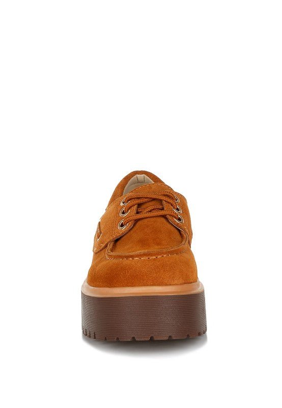 Cuckatoos Chunky Real Suede Leather Oxford Loafers - Loving It Shop