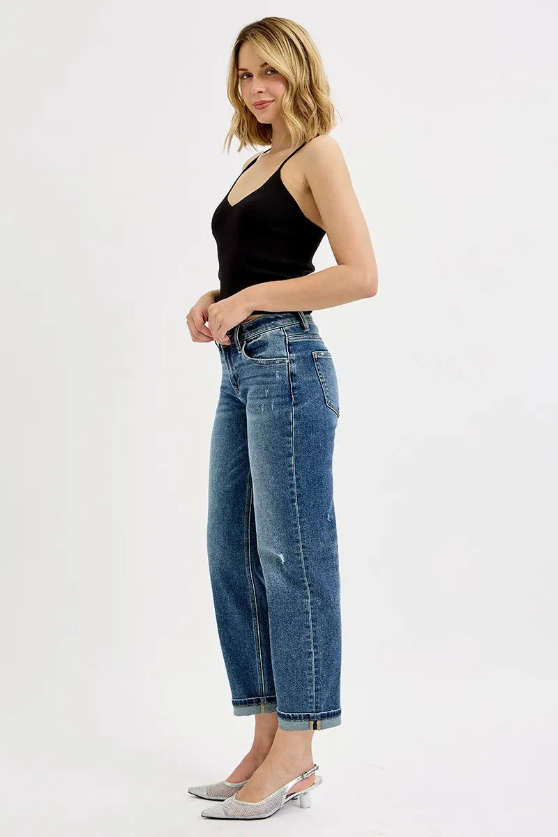 Full Size Low Rise Crop Boyfriend Jeans Plus Size
