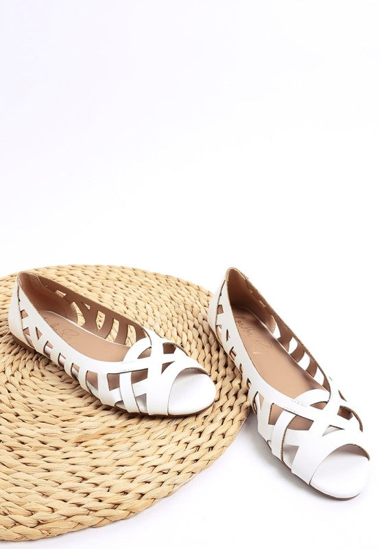 Moira Woven Peep Toe Flats