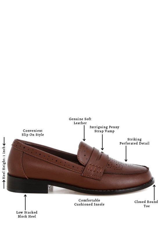 Clotilda Perforated Low Heel Loafers - Loving It Shop
