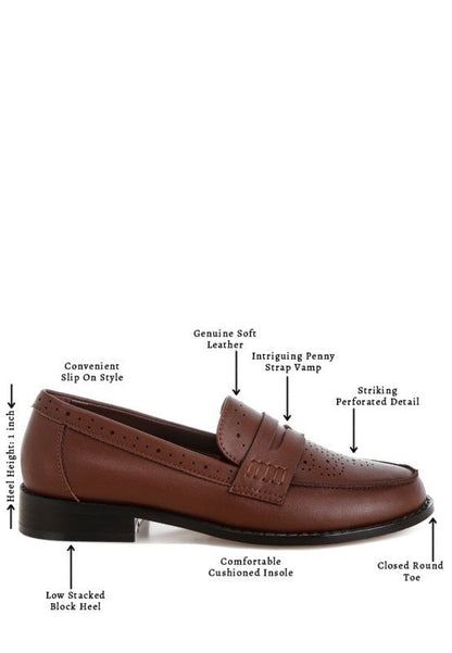 Clotilda Perforated Low Heel Loafers - Loving It Shop