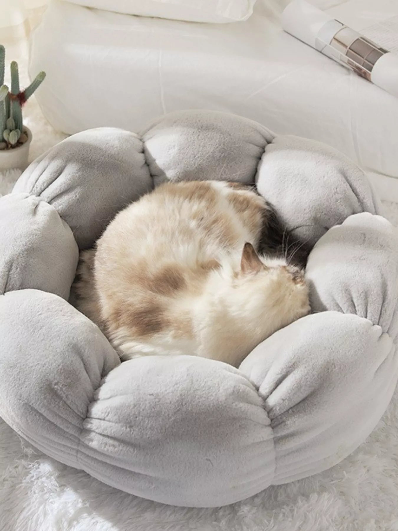 Round Plush Pet Nest with Cloud Pillow - Loving It Shop