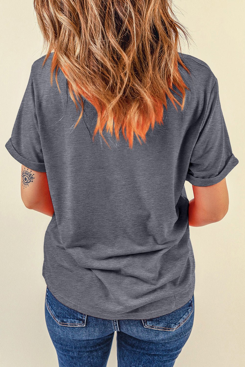 Gray Happy EASTER Lettering Graphic Crewneck Tee - Loving It Shop