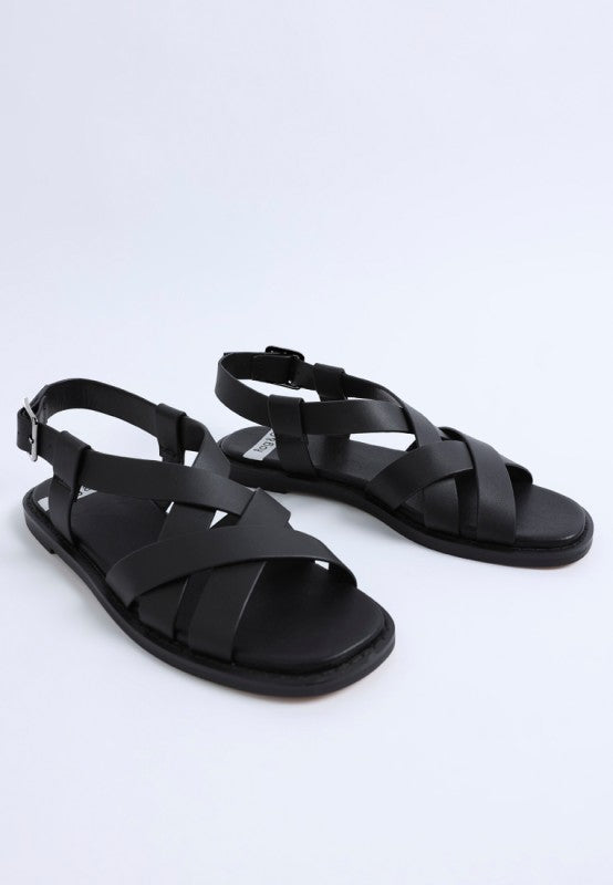 Kapaka Real Leather Flat Gladiator Sandals