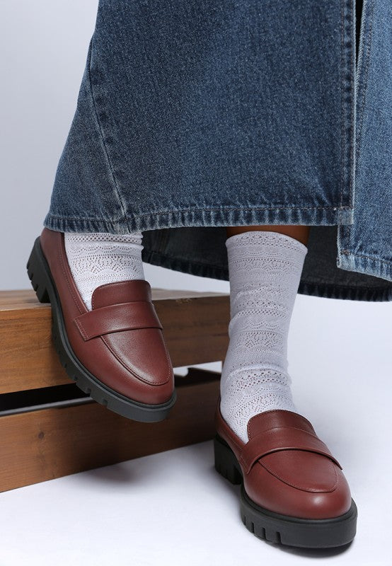 Peridot Faux Leather Chunky Loafers