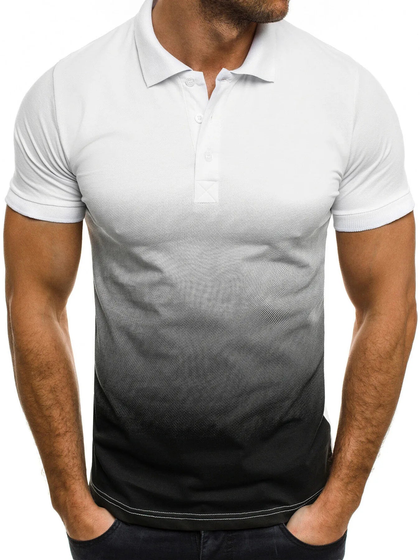 Men's Full Size Gradient Short Sleeve Polo Plus Size