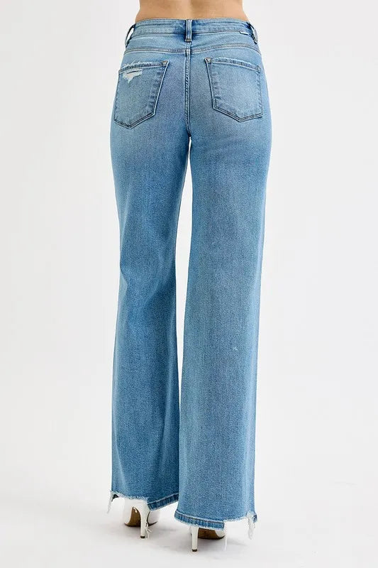 Full Size Distressed Wide Leg Jeans Plus Size