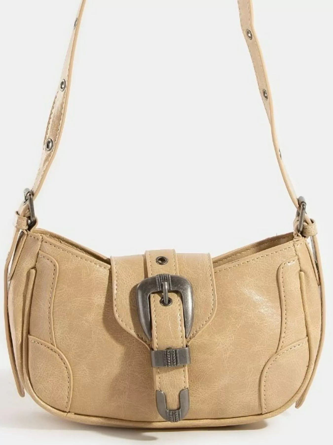 Western Buckle Accent Multi Panel Shoulder Bag
