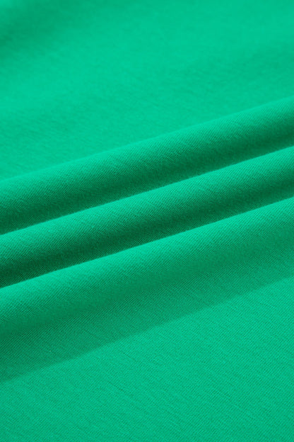 Dark Green Plus Size Button Front Ruffled Stripe Trim V Neck Flutter Sleeve Blouse