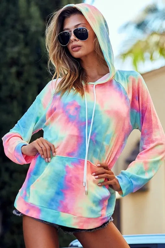 Tie Dye French Terry Hoodie with Kangaroo Pocket