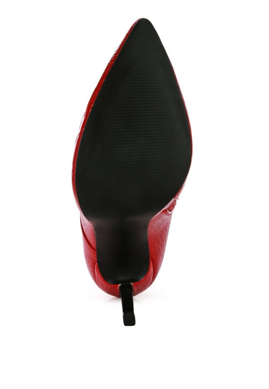 ESCALA CROC LACE-UP STILETTO BOOT