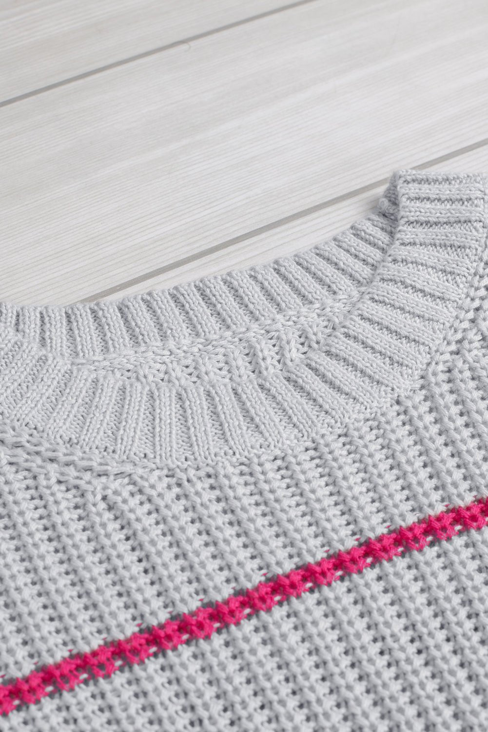 Gray Ribbed Knit Striped Sweater - Loving It Shop