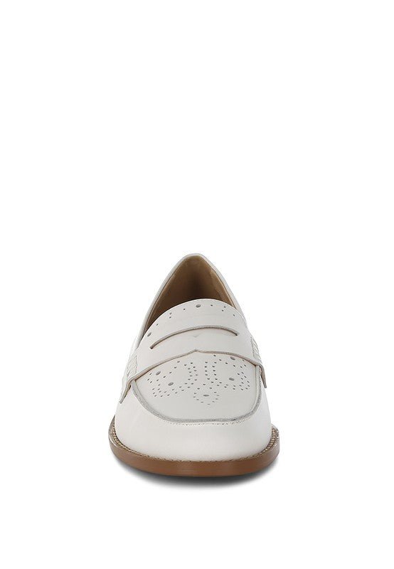 Clotilda Perforated Low Heel Loafers - Loving It Shop