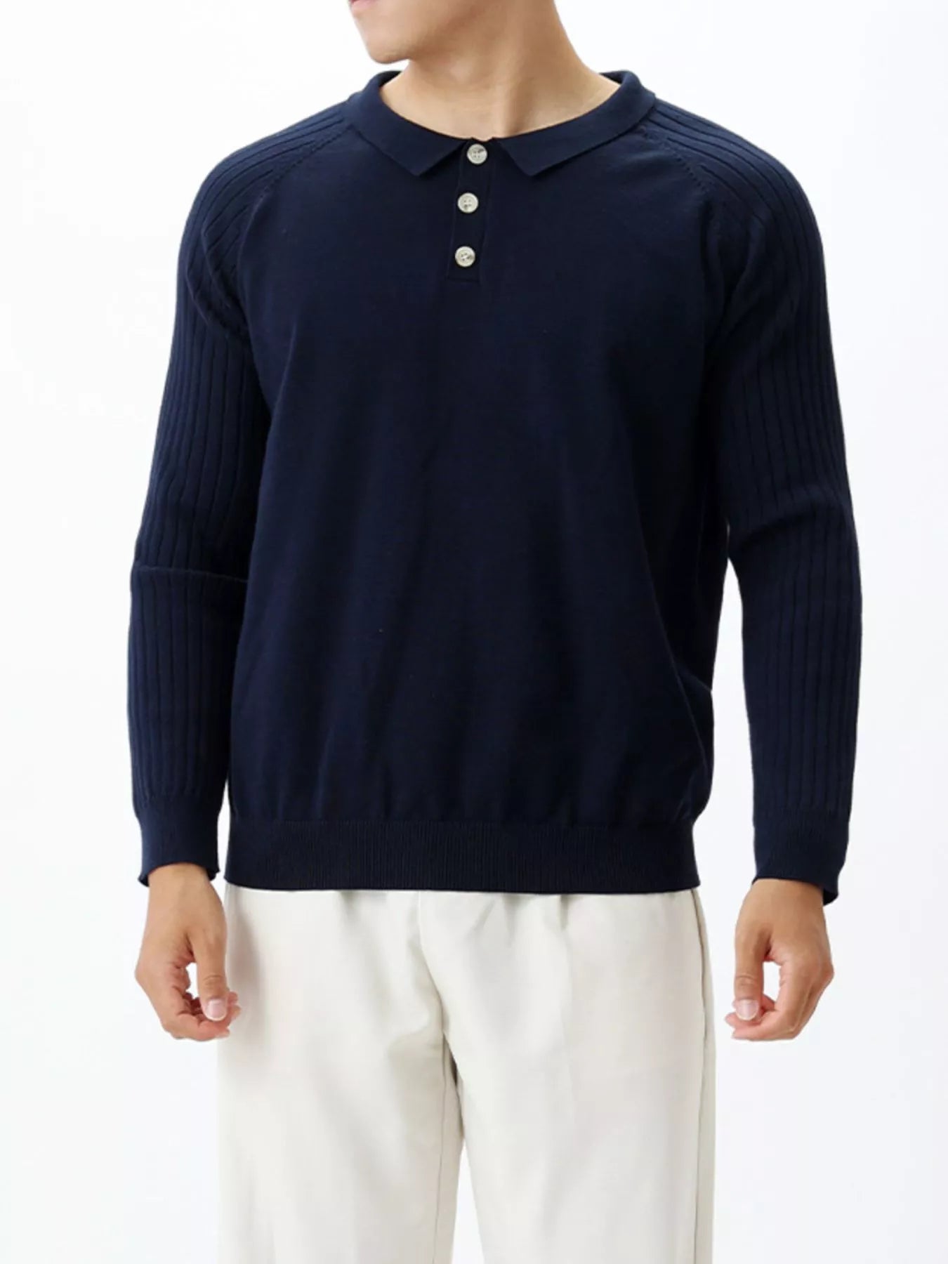 Men's Plus Size Classic Fit Ribbed Sleeve Knit Top - Loving It Shop