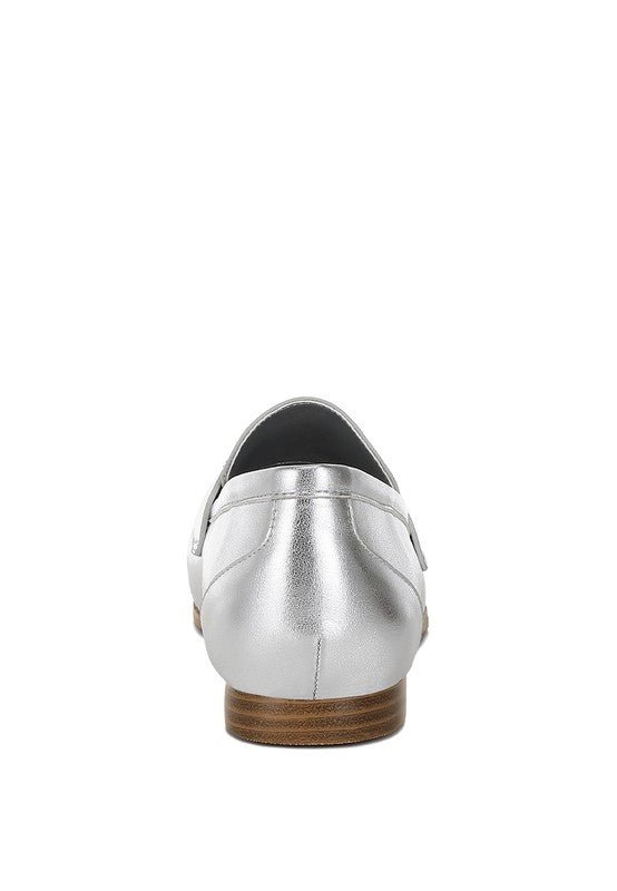 Eden Ode Rhinestone Strap Metallic Loafers - Loving It Shop