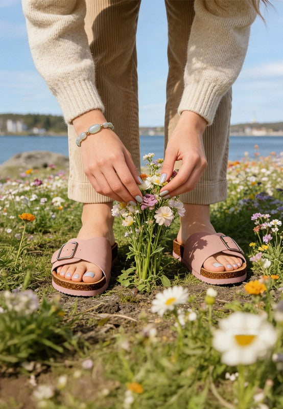 Aranda Buckled Slide-On Sandals