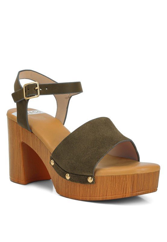 Daniela Genuine Suede Leather High Block Sandals - Loving It Shop