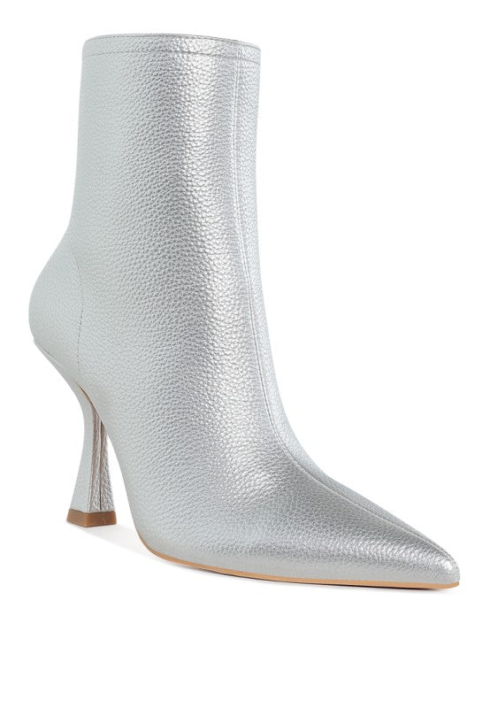 Tentia Metallic Pleather Spool Heel Boots