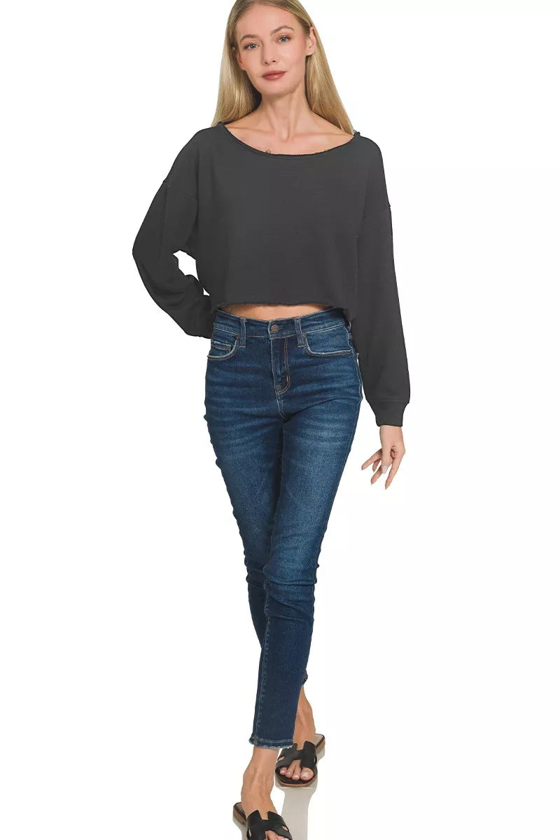 French Terry Boatneck Crop Top
