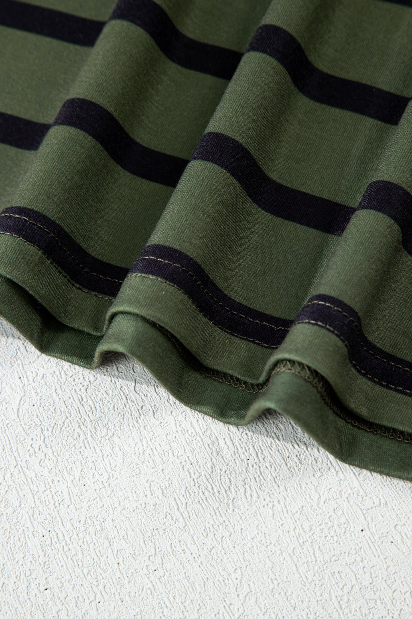 Four Leaf Clover Striped Half Buttons Crew Neck T-Shirt