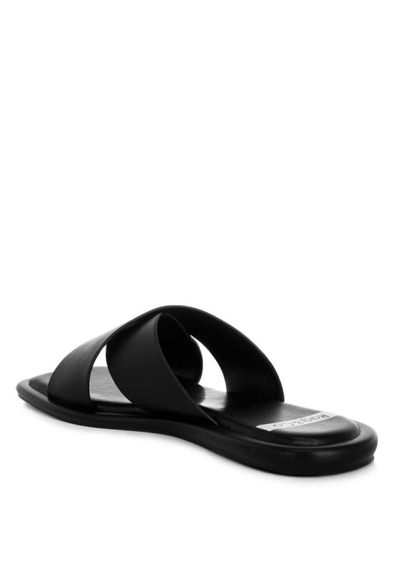 Shosa Genuine Leather Criss-Cross Flats