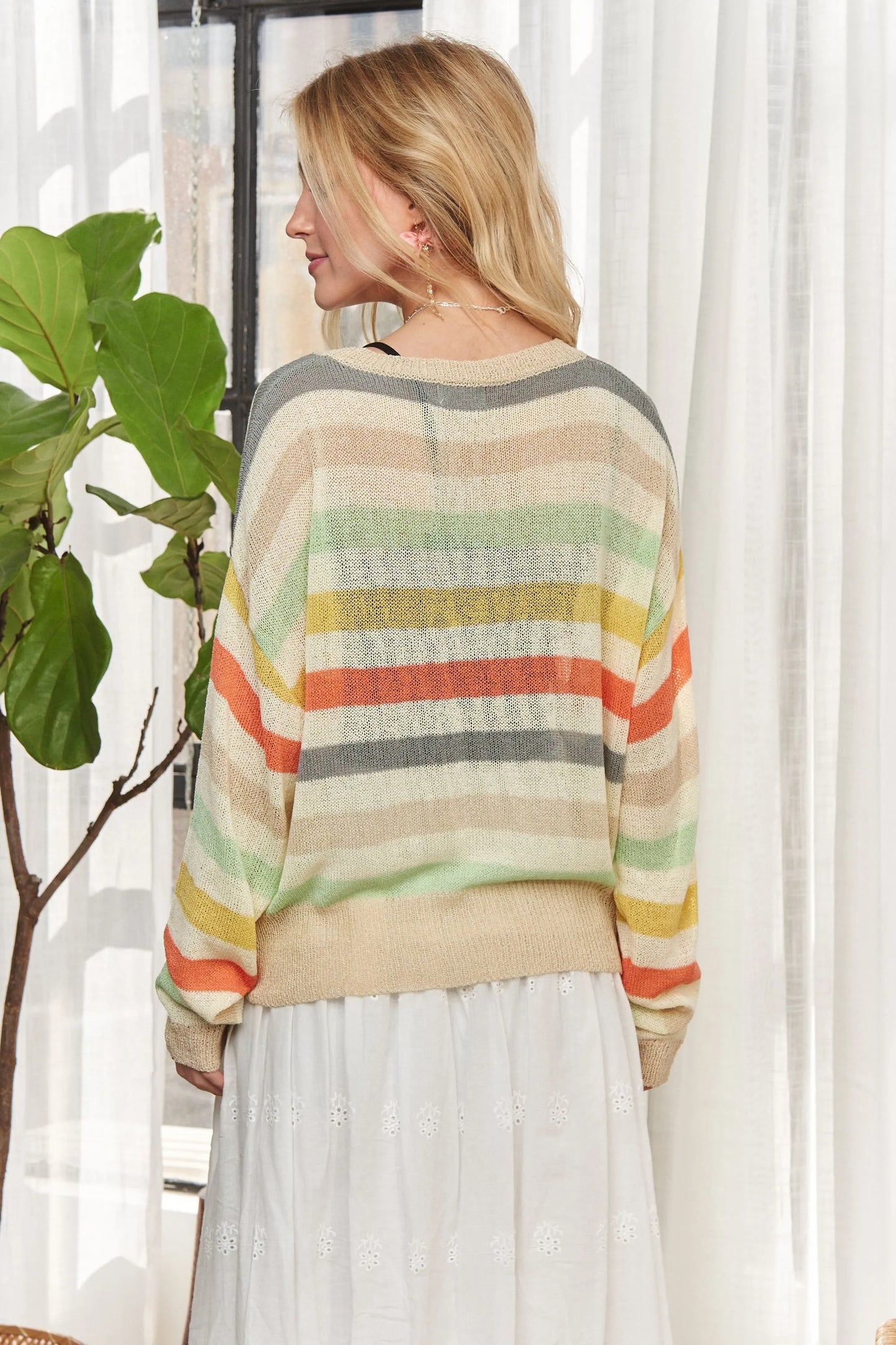 Stripe Long Sleeves Knit Top