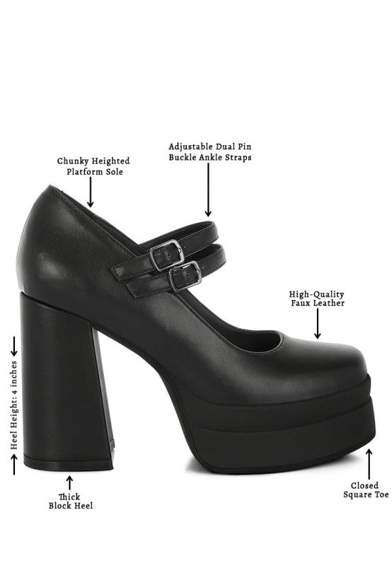 Kenny Chunky Dual Buckle Strap Heels