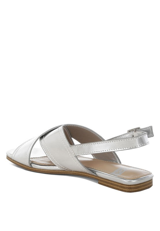 Kanon Metallic Pleather Criss-Cross Flats
