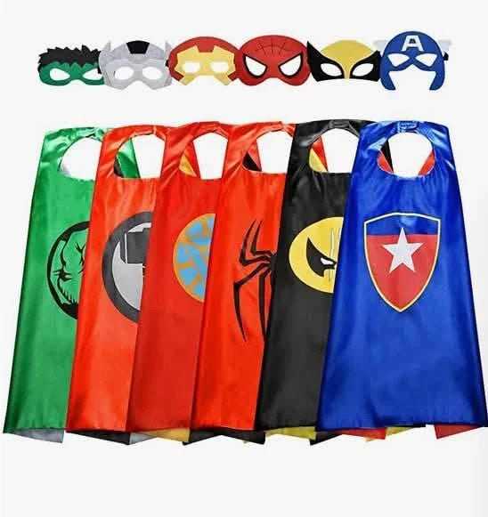 6-Pack: Superhero Reversible Cape &amp; Mask Set