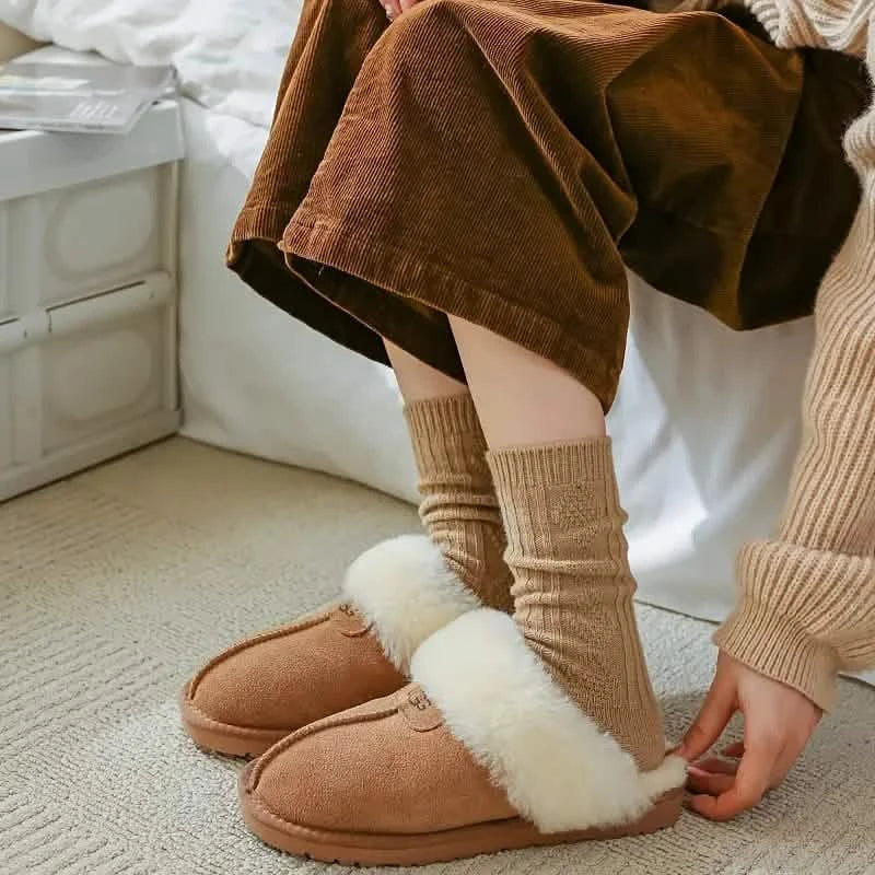 6-Pairs: Thick &amp; Warm Cream Color Sock