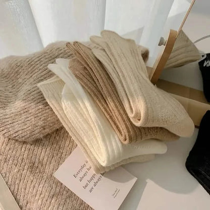 6-Pairs: Thick &amp; Warm Cream Color Sock