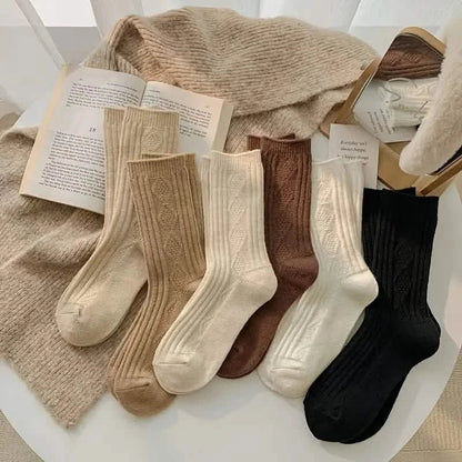 6-Pairs: Thick &amp; Warm Cream Color Sock